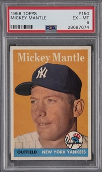 1958 Topps #150 Mickey Mantle – PSA EX-MT 6